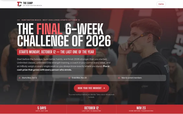 The Final 6-Week Challenge landing page with a countdown and a growing prize pool