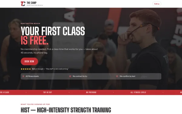 Non-member class booking page for Huntington Beach