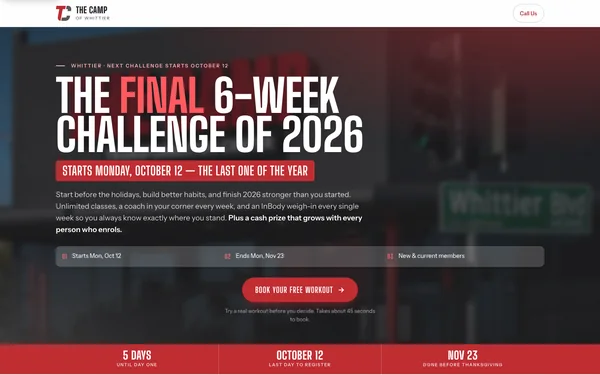 Six-week challenge page relocated to Whittier